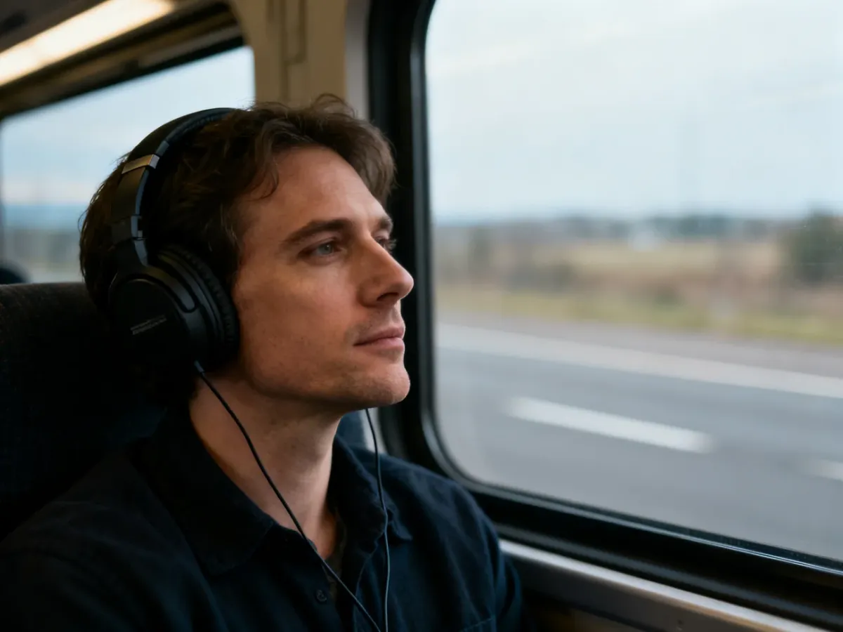 Słuchanie długiego maratonu podcastowego podczas podróży