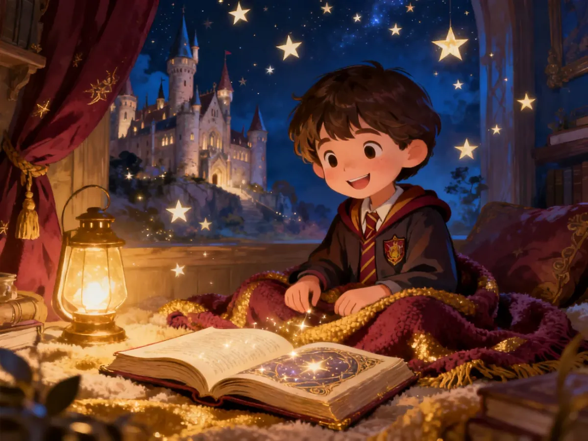 Dziecko z entuzjazmem rozpoczynające lekturę magicznej książki