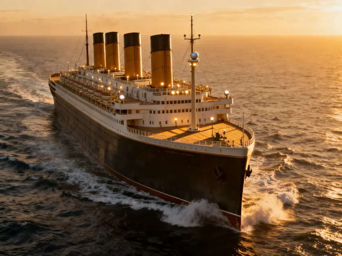 Nowoczesna replika Titanica płynąca po oceanie