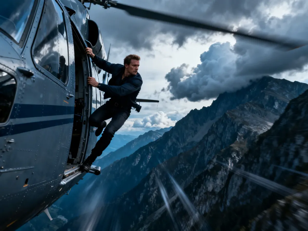 Kaskaderka w stylu Mission: Impossible z agentem uczepionym samolotu