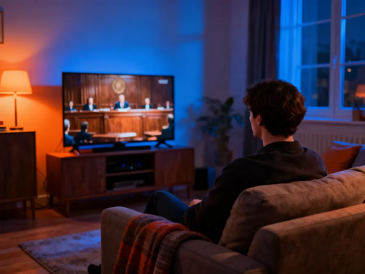 Domowy seans filmu oglądanego na telewizorze w ramach streamingu